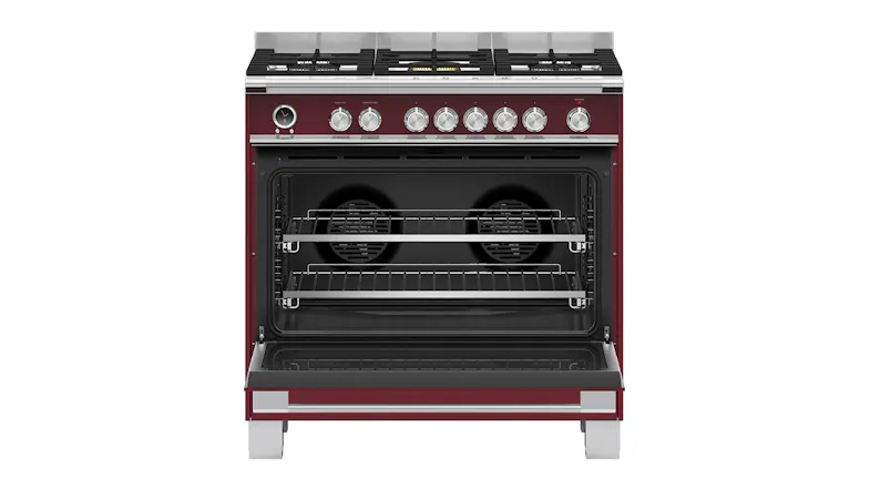 Fisher & Paykel 90cm Dual Fuel Freestanding Oven with Gas Cooktop - Red (Series 9/OR90SCG6R1) Fisher & Paykel 90cm Dual Fuel Freestanding Oven with Gas Cooktop - Red (Series 9/OR90SCG6R1)