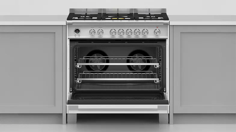 Fisher & Paykel 90cm Dual Fuel Freestanding Oven with Gas Cooktop - White (Series 9/OR90SCG6W1) Fisher & Paykel 90cm Dual Fuel Freestanding Oven with Gas Cooktop - White (Series 9/OR90SCG6W1)