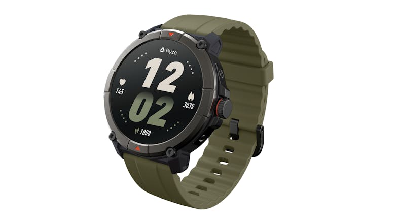 Ryze Trek SmartWatch - Gun Metal Case with Olive/Black Band (GPS, Bluetooth) Ryze Trek SmartWatch - Gun Metal Case with Olive/Black Band (GPS, Bluetooth)