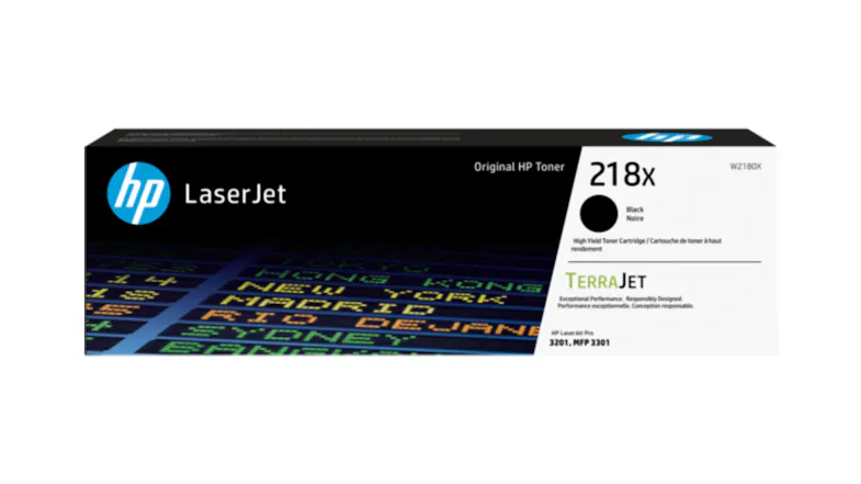 Front view of the box of HP 218X LaserJet Black Toner Cartridge Front view of the box of HP 218X LaserJet Black Toner Cartridge