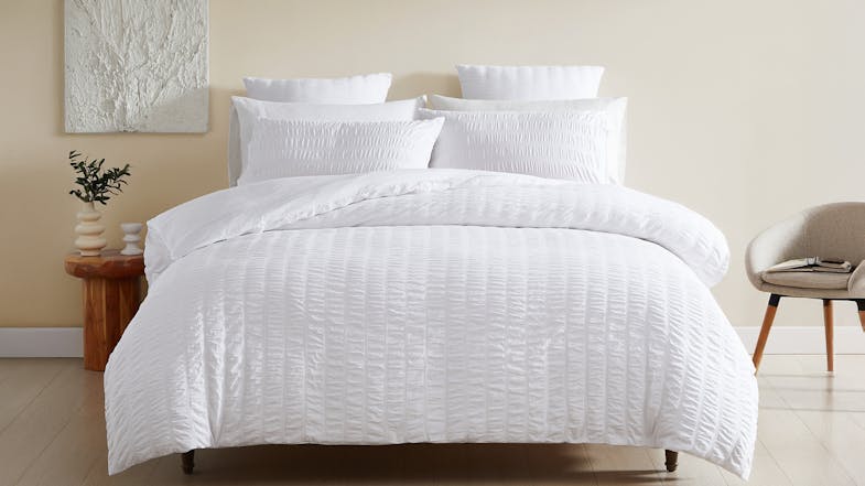 Seersucker White Duvet Cover Set by L'Avenue Seersucker White Duvet Cover Set by L'Avenue