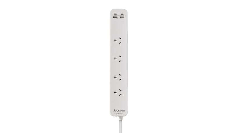 Jackson Surge Protected USB Powerboard - White (4 Outlet with 2 x USB-A, 2 x USB-C) Jackson Surge Protected USB Powerboard - White (4 Outlet with 2 x USB-A, 2 x USB-C)