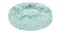 A round, fluffy teal pet bed with raised sides and a soft, plush texture A round, fluffy teal pet bed with raised sides and a soft, plush texture