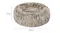 A brown fluffy doughnut calming pet bed with its labelled dimensions A brown fluffy doughnut calming pet bed with its labelled dimensions