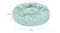 A teal fluffy doughnut calming pet bed with its labelled dimensions A teal fluffy doughnut calming pet bed with its labelled dimensions