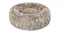 A round, fluffy, brown pet bed with raised sides and a soft, plush texture A round, fluffy, brown pet bed with raised sides and a soft, plush texture
