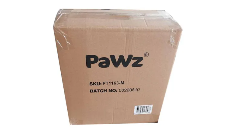 Box packaging of the PaWz Summer Cooling Pet Mat Bed with SKU, batch number and a barcode label Box packaging of the PaWz Summer Cooling Pet Mat Bed with SKU, batch number and a barcode label