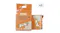 A cat litter pack standing upright beside a sealed pack laid flat, featuring orange packaging and green tofu pellets A cat litter pack standing upright beside a sealed pack laid flat, featuring orange packaging and green tofu pellets