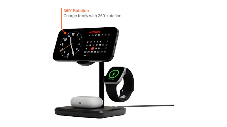 Cygnett ChargeBase 25W 3-in-1 Magnetic Wireless Charger With Qi2.0 - Black (CY5069BUNCP) Cygnett ChargeBase 25W 3-in-1 Magnetic Wireless Charger With Qi2.0 - Black (CY5069BUNCP)