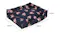 A floral square dog bed with cushioned sides, shown with dimensions 83cm by 60cm by 24cm A floral square dog bed with cushioned sides, shown with dimensions 83cm by 60cm by 24cm