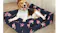 Beagle relaxing on a navy floral PaWz dog bed with cushioned sides Beagle relaxing on a navy floral PaWz dog bed with cushioned sides