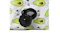 A close-up of a black drainage cap on an avocado-patterned pet pool A close-up of a black drainage cap on an avocado-patterned pet pool