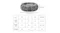 Size chart and diagram showing inner size, outer size, and height measurements for a round plush pet bed Size chart and diagram showing inner size, outer size, and height measurements for a round plush pet bed