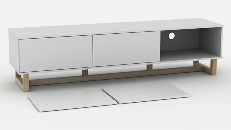 AVS 1.8m TV/AV Entertainment Centre Cabinet - White Gloss/Oak Leg (Raze Modular/RZ1800WO) AVS 1.8m TV/AV Entertainment Centre Cabinet - White Gloss/Oak Leg (Raze Modular/RZ1800WO)