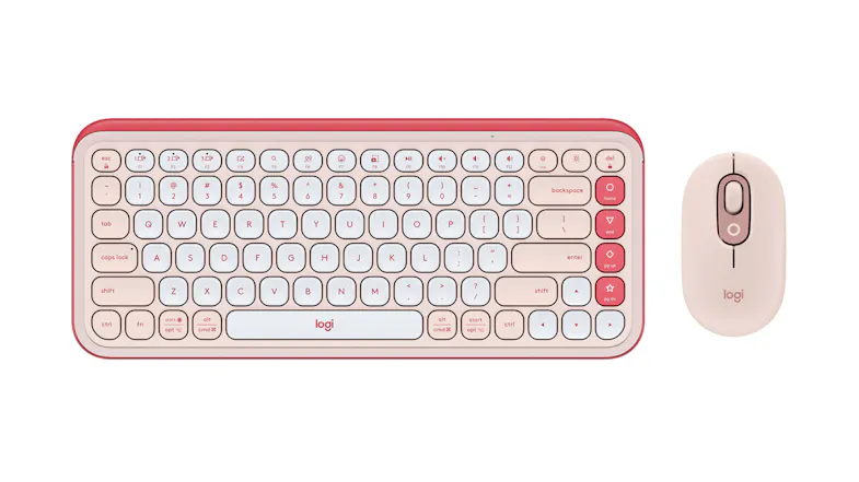 Logitech POP Icon Keys Wireless Keyboard & Mouse Bundle with Customisable Action Keys/Button - Rose (920-013123) Logitech POP Icon Keys Wireless Keyboard & Mouse Bundle with Customisable Action Keys/Button - Rose (920-013123)