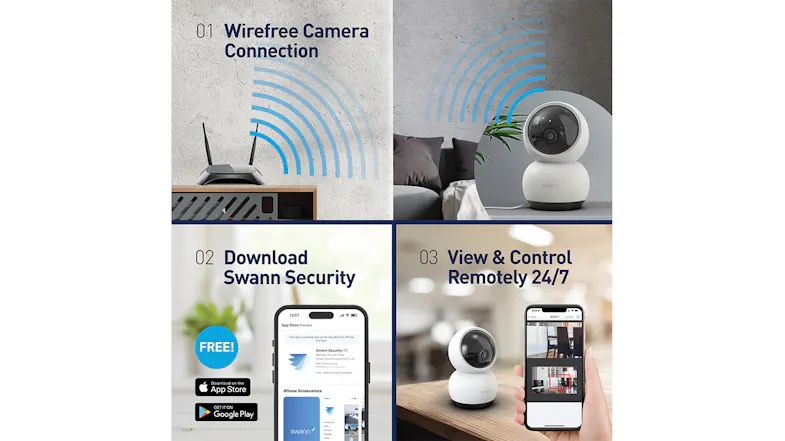 Swann EVO 2K Indoor Wired Pan & Tilt Security Camera with Wi-Fi Connectivity Swann EVO 2K Indoor Wired Pan & Tilt Security Camera with Wi-Fi Connectivity