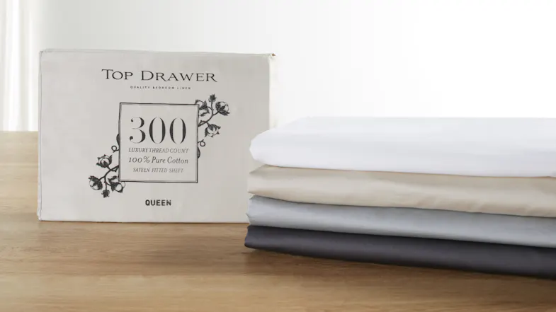 300TC 100% Cotton Natural Fitted Sheet by Top Drawer - 45cm drop 300TC 100% Cotton Natural Fitted Sheet by Top Drawer - 45cm drop