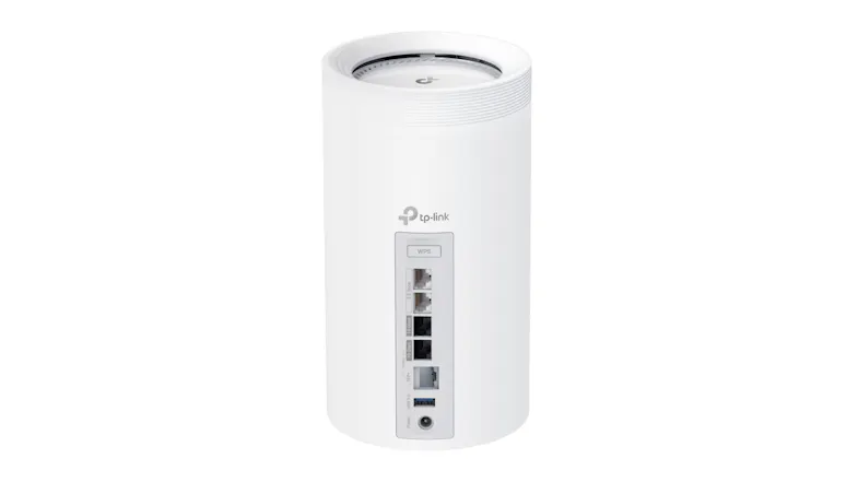Rear view of the TP-Link Deco, showing the ports. Rear view of the TP-Link Deco, showing the ports.