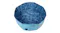A top-down view of a foldable pet pool, showing a water-blue patterned interior and light blue sides A top-down view of a foldable pet pool, showing a water-blue patterned interior and light blue sides