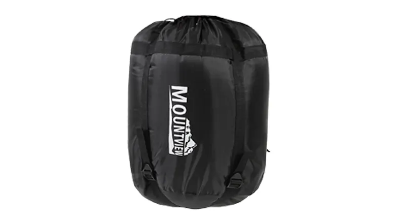 Black drawstring storage bag with the “Mountview” logo, used for packing the sleeping bag Black drawstring storage bag with the “Mountview” logo, used for packing the sleeping bag