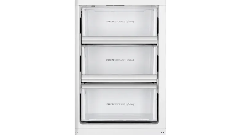 A close up view of the freezer's bins A close up view of the freezer's bins