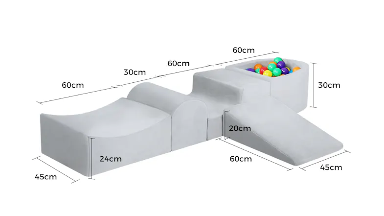 Bopeep Soft Foam Playground and Ballpit 5pcs. - Grey Bopeep Soft Foam Playground and Ballpit 5pcs. - Grey