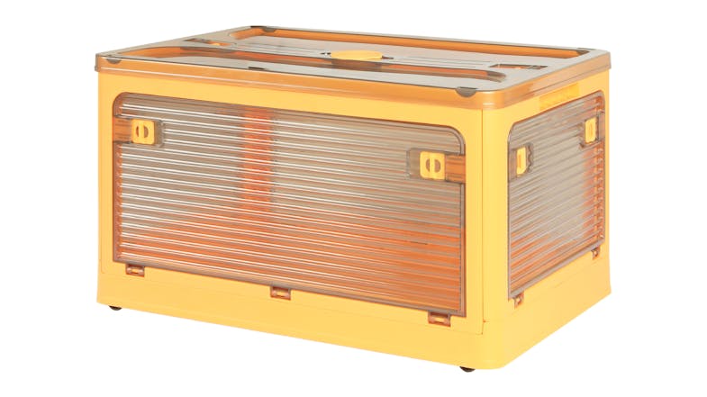 Stacked Folding Stable Storage Container with Lid, Acess Doors 124L - Orange Stacked Folding Stable Storage Container with Lid, Acess Doors 124L - Orange