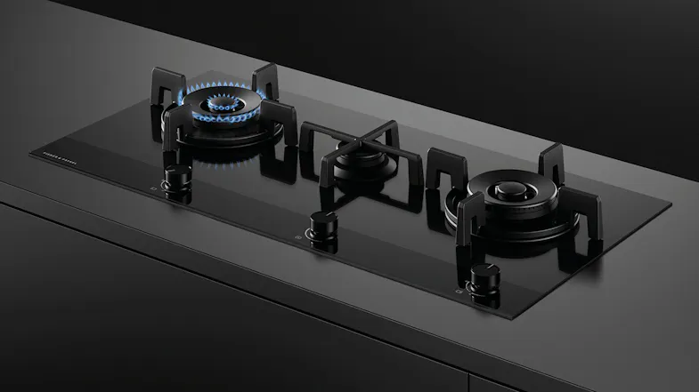 Fisher & Paykel 90cm 3 Zone Gas on Glass Cooktop - Black Glass (Series 9/CG903DLPGB4) Fisher & Paykel 90cm 3 Zone Gas on Glass Cooktop - Black Glass (Series 9/CG903DLPGB4)