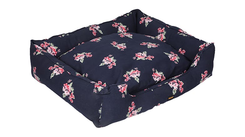 PaWz Plush Square Dog Bed 90 x 72cm - Navy/Floral Pattern PaWz Plush Square Dog Bed 90 x 72cm - Navy/Floral Pattern