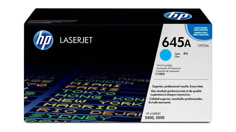 HP #645A Cyan Original LaserJet Printer Toner Cartridge C9731A HP #645A Cyan Original LaserJet Printer Toner Cartridge C9731A