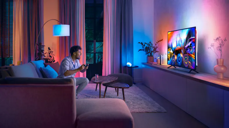 Philips Hue Play Gradient 20W Smart Light Strip for 65" TV - 1 Pack (Multicolour) Philips Hue Play Gradient 20W Smart Light Strip for 65" TV - 1 Pack (Multicolour)