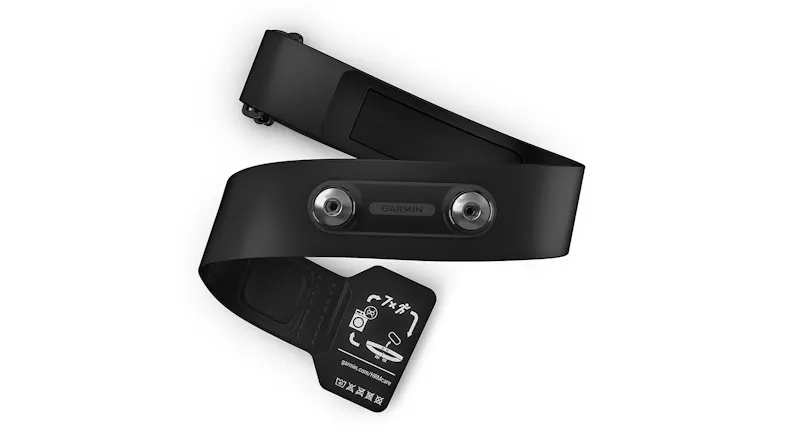 Front view of the Garmin heart rate monitor’s strap Front view of the Garmin heart rate monitor’s strap