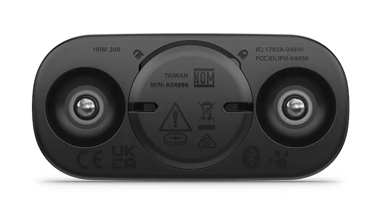 Back view of the black heart rate monitor Back view of the black heart rate monitor