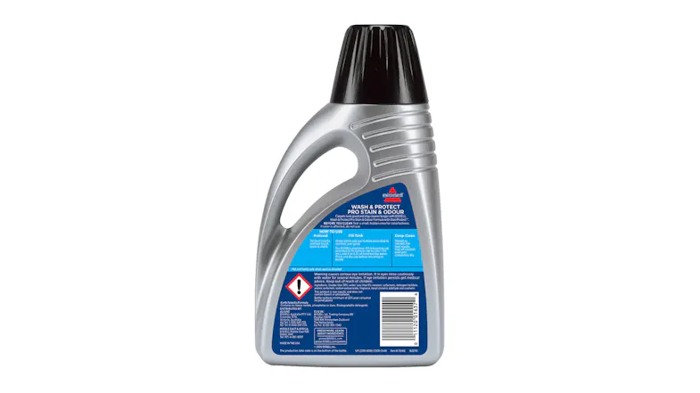 Rear view of the Bissell Professional Stain & Odour Formula bottle Rear view of the Bissell Professional Stain & Odour Formula bottle