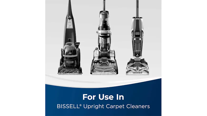 Three Bissell upright carpet cleaners displayed side by side against a light background Three Bissell upright carpet cleaners displayed side by side against a light background