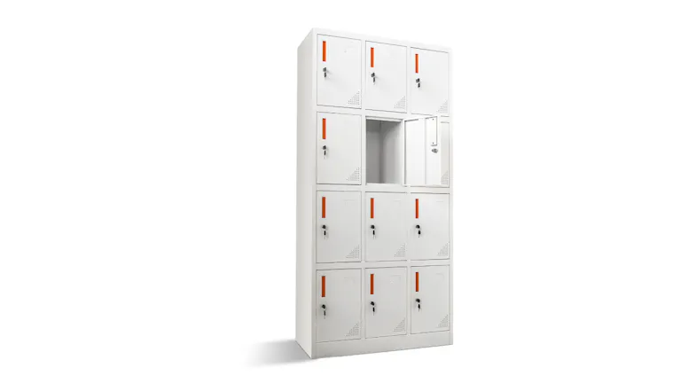 TSB Living 12 Door Metal Locker Shelving Unit 90 x 40 x 185cm - White TSB Living 12 Door Metal Locker Shelving Unit 90 x 40 x 185cm - White