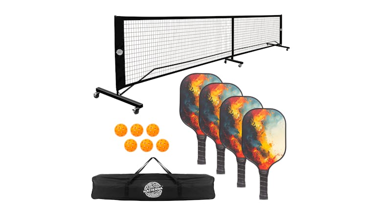 Hacienda Pickleball Game set with Fiberglass Paddles, Precision Balls, Net 10pcs. - Orange Hacienda Pickleball Game set with Fiberglass Paddles, Precision Balls, Net 10pcs. - Orange