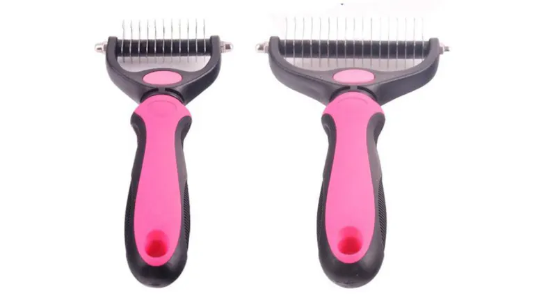A side-by-side view of a small and a large grooming brush A side-by-side view of a small and a large grooming brush