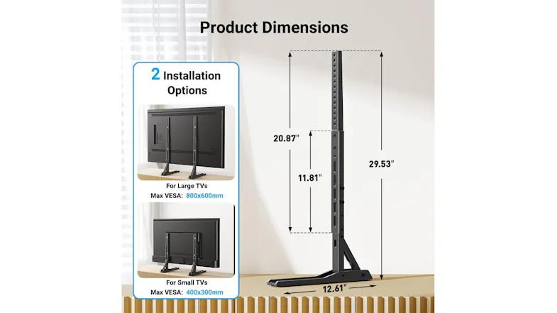 Perlesmith Universal Support Legs for 22" to 70" TV - VESA 200x100 to 800x600 Max 50kg - Black (PSTVS01-2) Perlesmith Universal Support Legs for 22" to 70" TV - VESA 200x100 to 800x600 Max 50kg - Black (PSTVS01-2)