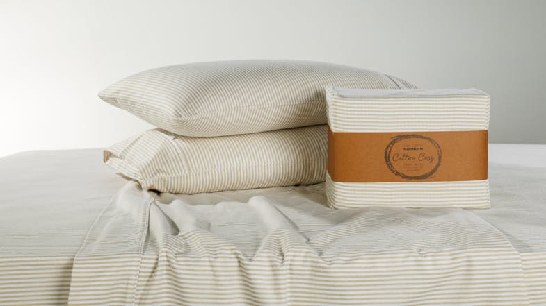 180gsm Natural Stripe Flannelette 45cm Drop Sheet Set by Cotton Cosy 180gsm Natural Stripe Flannelette 45cm Drop Sheet Set by Cotton Cosy
