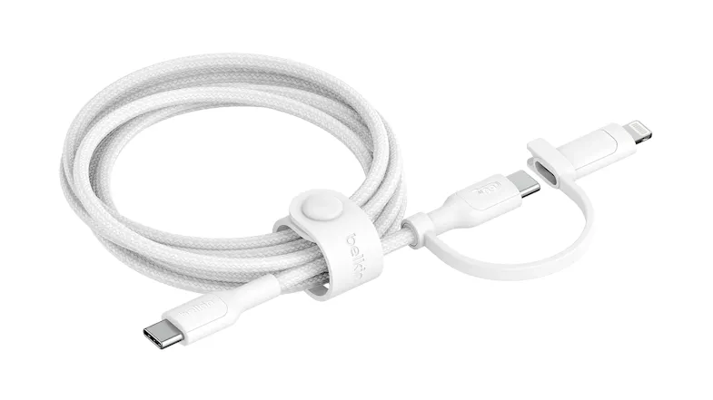 Belkin BoostCharge USB-C to USB-C/Lightning 60W Braided Cable 1.5m - White (CAC003fq1.5MWH) Belkin BoostCharge USB-C to USB-C/Lightning 60W Braided Cable 1.5m - White (CAC003fq1.5MWH)