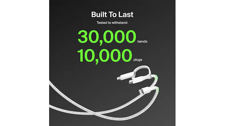 Belkin BoostCharge USB-C to USB-C/Lightning 60W Braided Cable 1.5m - White (CAC003fq1.5MWH) Belkin BoostCharge USB-C to USB-C/Lightning 60W Braided Cable 1.5m - White (CAC003fq1.5MWH)
