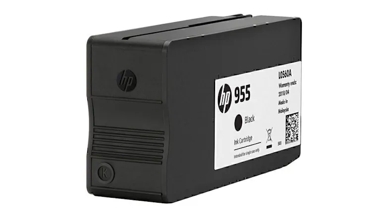 An angled view of the HP #955 Black Original Printer Ink Cartridge 23.5ml L0S60AA An angled view of the HP #955 Black Original Printer Ink Cartridge 23.5ml L0S60AA