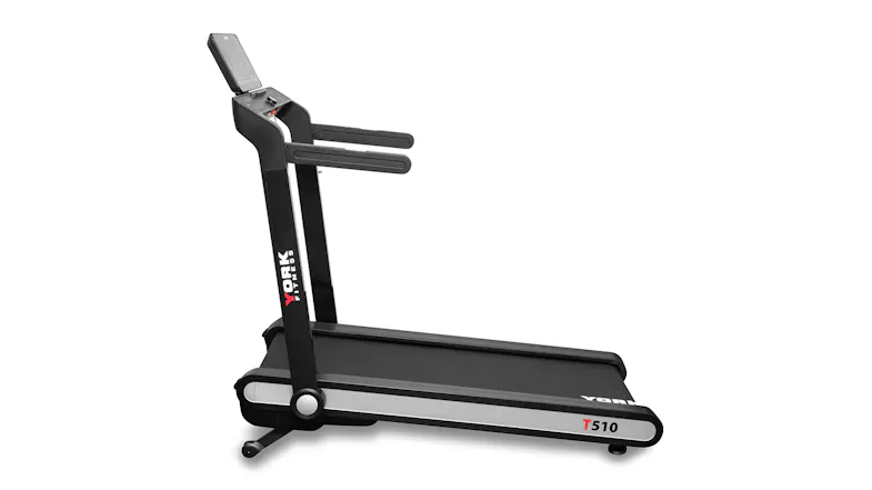 Side view of the T510 treadmill with a compact frame and motorised belt for home cardio workouts Side view of the T510 treadmill with a compact frame and motorised belt for home cardio workouts