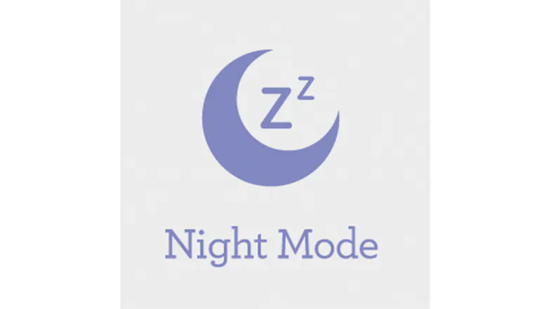 A crescent moon icon with “Zzz” and the label "Night Mode," indicating whisper-quiet operation during sleep A crescent moon icon with “Zzz” and the label "Night Mode," indicating whisper-quiet operation during sleep