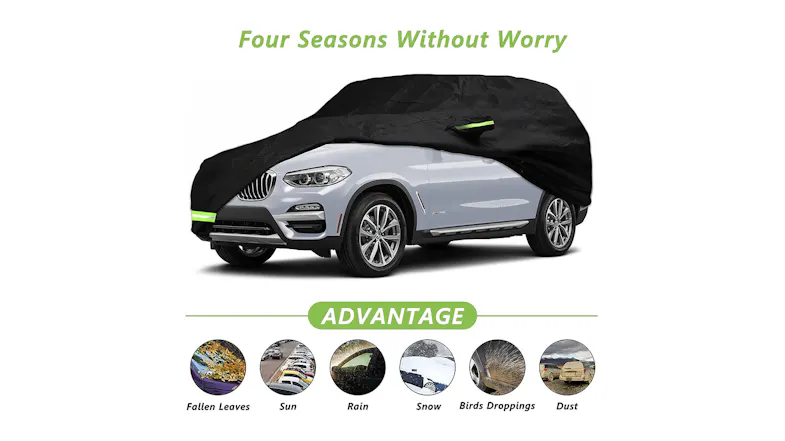 Kmall Heavy Duty Lined SUV Car Cover with Lock, Zipper 4.65m - Black Kmall Heavy Duty Lined SUV Car Cover with Lock, Zipper 4.65m - Black