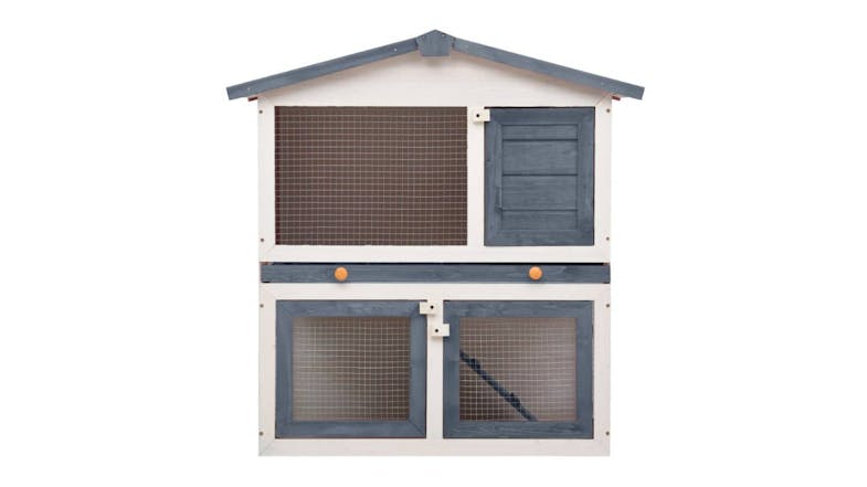 NNEVL Outdoor Rabbit Hutch 3 Door 90cm - Grey Wood NNEVL Outdoor Rabbit Hutch 3 Door 90cm - Grey Wood