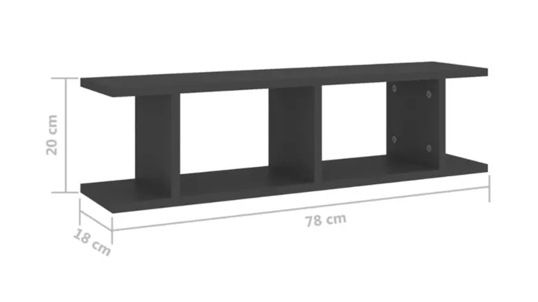 NNEVL wall shelf diagram with dimensions labeled: 78cm length, 18cm depth, and 20cm height NNEVL wall shelf diagram with dimensions labeled: 78cm length, 18cm depth, and 20cm height