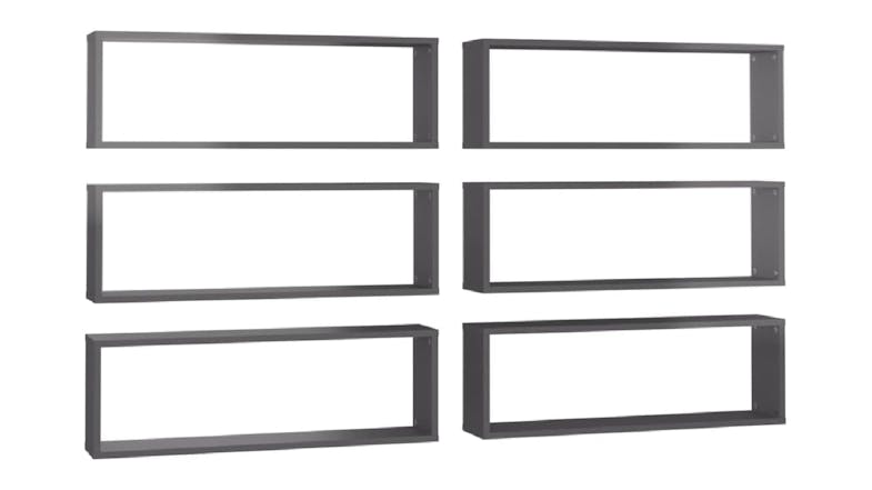 NNEVL Wall Shelves Floating Rectangle 6pcs. 80 x 15 x 26.5cm - Gloss Grey NNEVL Wall Shelves Floating Rectangle 6pcs. 80 x 15 x 26.5cm - Gloss Grey