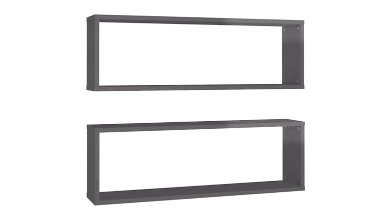 NNEVL Wall Shelves Floating Rectangle 2pcs. 80 x 15 x 26.5cm - Gloss Grey NNEVL Wall Shelves Floating Rectangle 2pcs. 80 x 15 x 26.5cm - Gloss Grey
